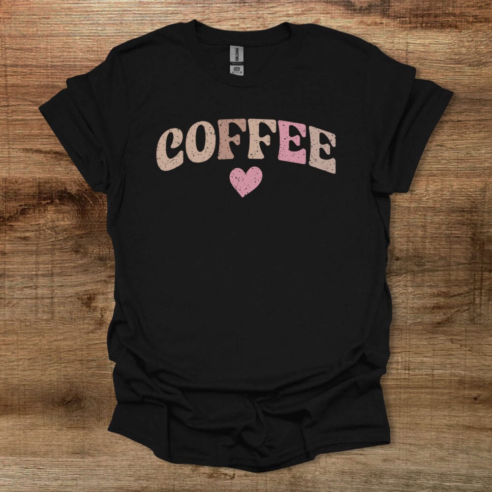 Coffee Love Distressed Vintage Style Black T Shirt Unisex