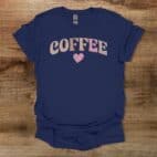 Coffee Love Distressed Vintage Style Navy T Shirt Unisex