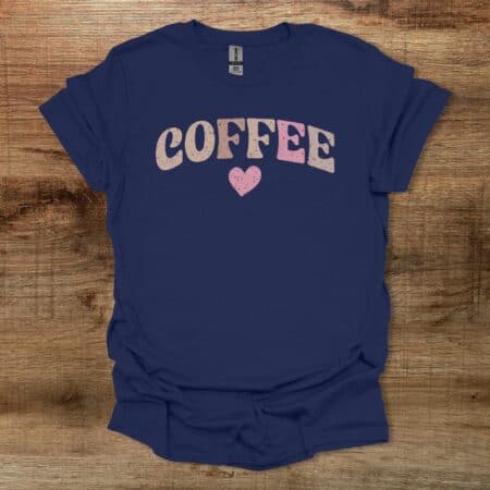 Coffee Love Distressed Vintage Style Navy T Shirt Unisex