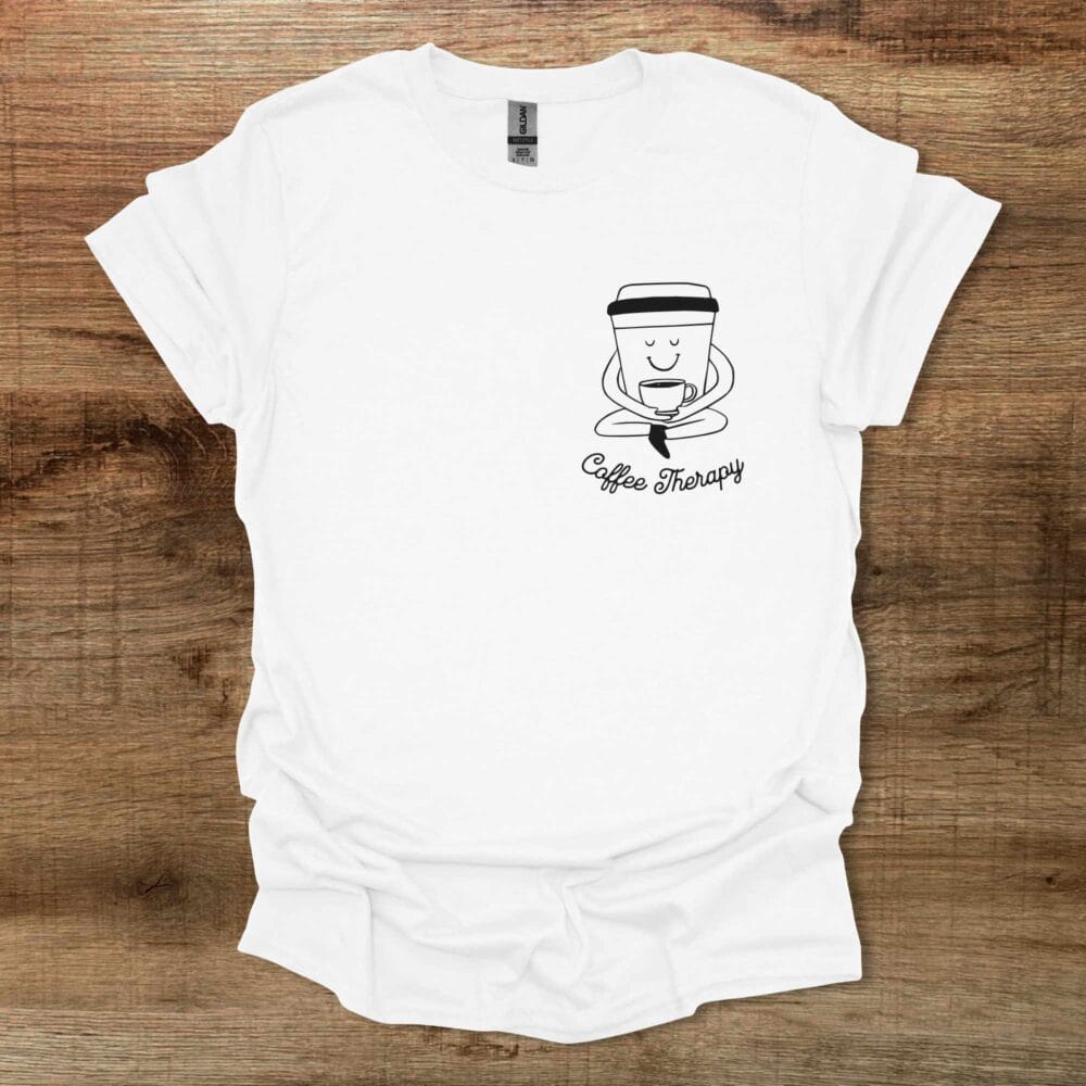 Coffee Therapy Mascot White T Shirt Unisex