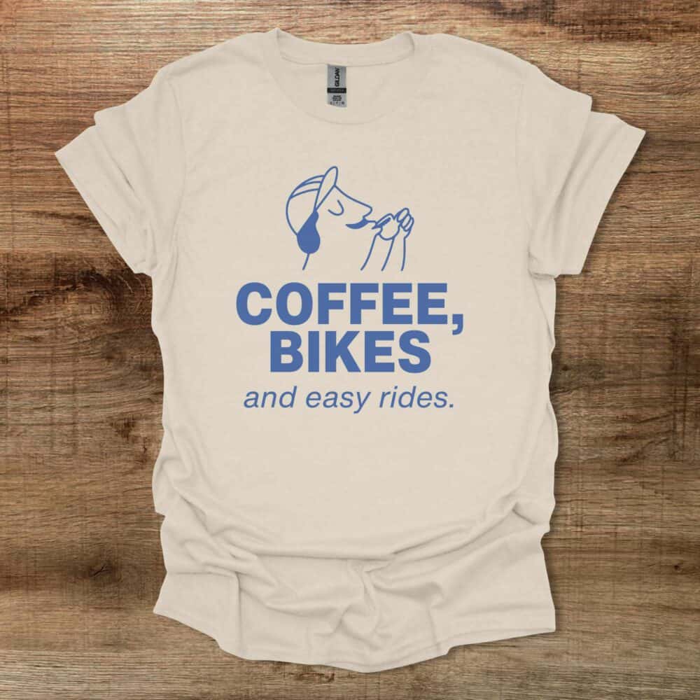 Coffee and Bikes Easy Rides Natural T-Shirt Unisex Coffee and Bikes Easy Rides Natural T Shirt Unisex