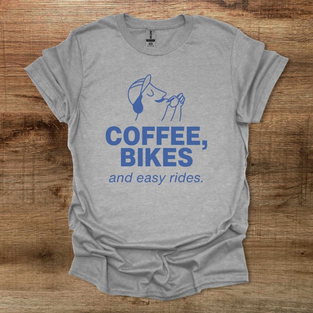 Coffee and Bikes Easy Rides Sport Grey T-Shirt Unisex Coffee and Bikes Easy Rides Sport Grey T Shirt Unisex