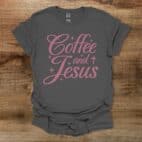 Coffee and Jesus Scipt Font Charocal T Shirt Unisex