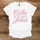 Coffee and Jesus Scipt Font White T Shirt Unisex