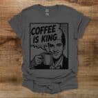 Elvis Presley Coffee Is King Pop Art Charocal T Shirt Unisex