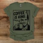 Elvis Presley Coffee Is King Pop Art Military Green T Shirt Unisex