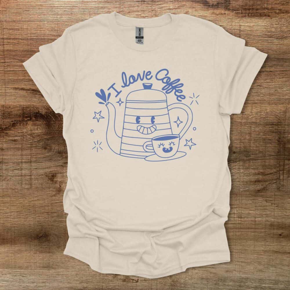 I Love Coffee Funny Mascots Natural T-Shirt Unisex I Love Coffee Funny Mascots Natural T Shirt Unisex