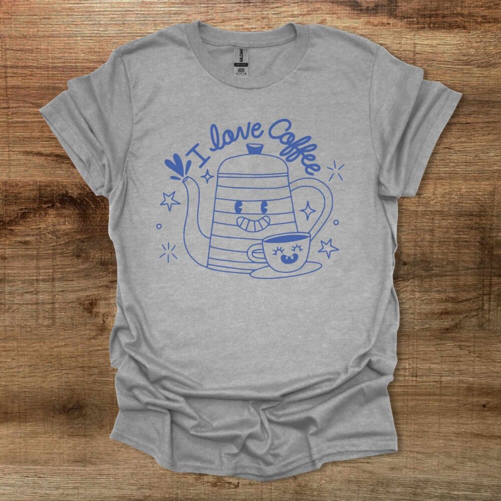I Love Coffee Funny Mascots Sport Grey T-Shirt Unisex I Love Coffee Funny Mascots Sport Grey T Shirt Unisex