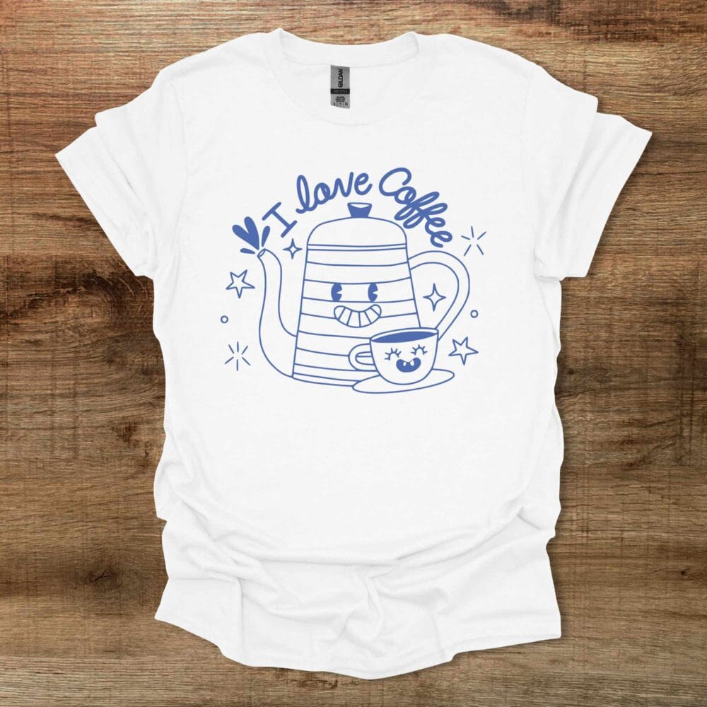 I Love Coffee Funny Mascots White T Shirt Unisex
