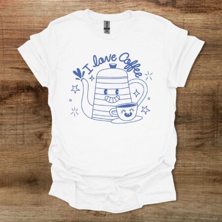 I Love Coffee Funny Mascots White T Shirt Unisex