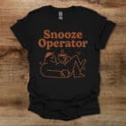 Snooze Operator Funny Coffee Mascot Black T Shirt Unisex