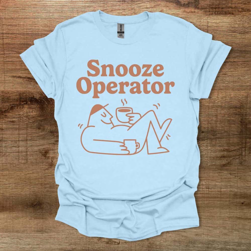 Snooze Operator Funny Coffee Mascot Light Blue Snooze Operator Funny Coffee Mascot Light Blue