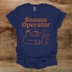 Snooze Operator Funny Coffee Mascot Navy T Shirt Unisex