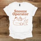 Snooze Operator Funny Coffee Mascot White T Shirt Unisex