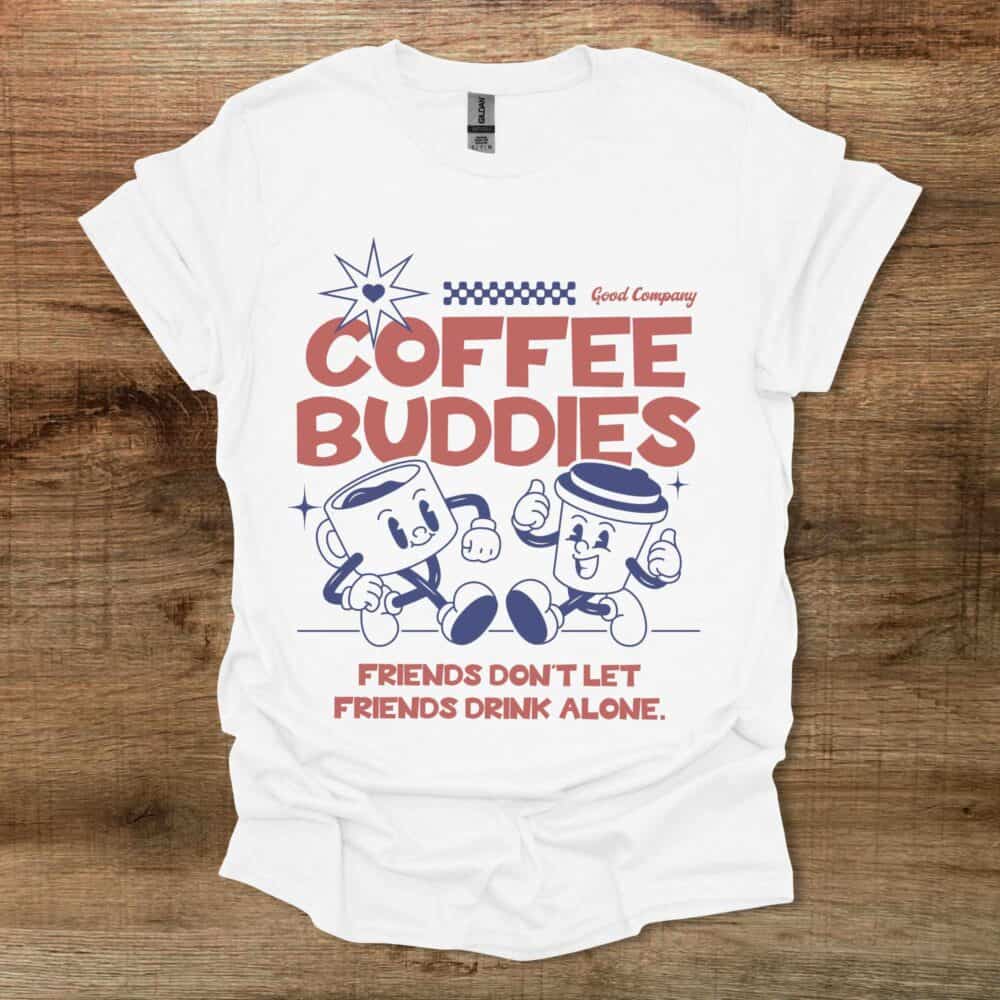 Coffee Buddies Mascot White T-Shirt Unisex Coffee Buddies Mascot White T Shirt Unisex