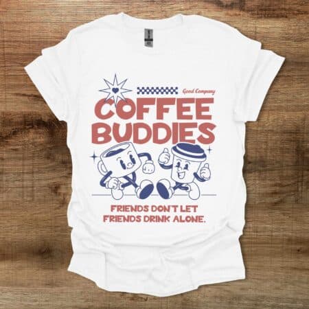 Coffee Buddies Mascot White T Shirt Unisex