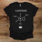 Coffee Caffeine Molecule Black T Shirt Unisex