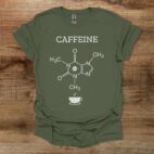 Coffee Caffeine Molecule Military Green T Shirt Unisex
