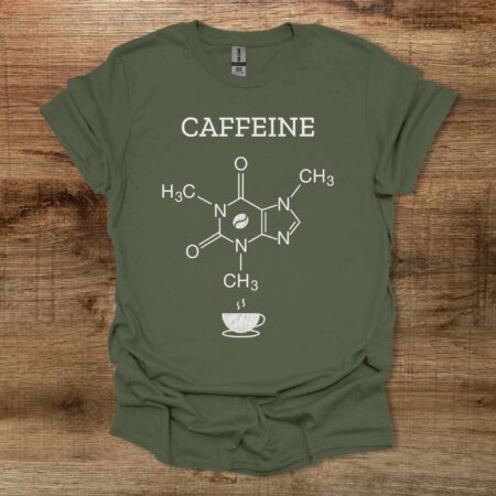 Coffee Caffeine Molecule Military Green T Shirt Unisex