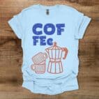 Coffee Mokka Pot Typography Illustration Light Blue