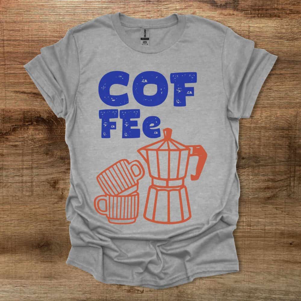 Coffee Mokka Pot Typography Illustration Sport Grey T-Shirt Unisex Coffee Mokka Pot Typography Illustration Sport Grey T Shirt Unisex