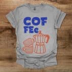 Coffee Mokka Pot Typography Illustration Sport Grey T Shirt Unisex