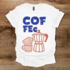 Coffee Mokka Pot Typography Illustration White T Shirt Unisex