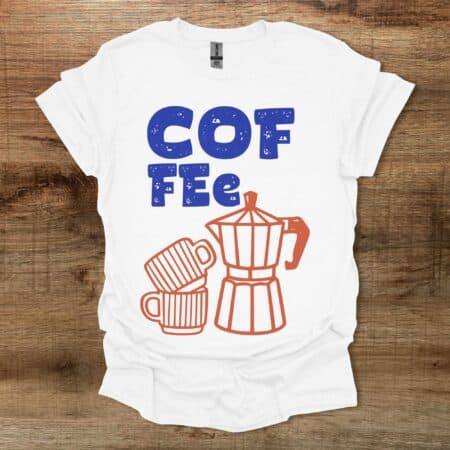 Coffee Mokka Pot Typography Illustration White T Shirt Unisex