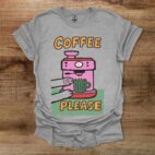 Coffee Please Coloured Illustration Sport Grey T Shirt Unisex