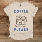 Coffee Please Simple Typography Illustration Natural T Shirt Unisex
