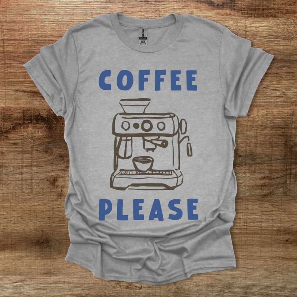 Coffee Please Simple Typography Illustration Sport Grey T-Shirt Unisex Coffee Please Simple Typography Illustration Sport Grey T Shirt Unisex