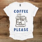 Coffee Please Simple Typography Illustration White T Shirt Unisex