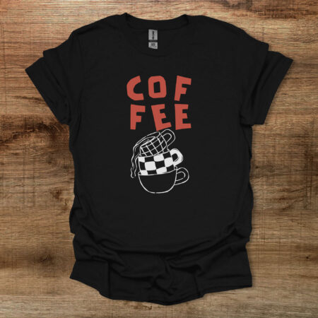 Coffee Typograpy checkered Coffee Cups Black T-Shirt Unisex Coffee Typograpy checkered Coffee Cups Black T Shirt Unisex