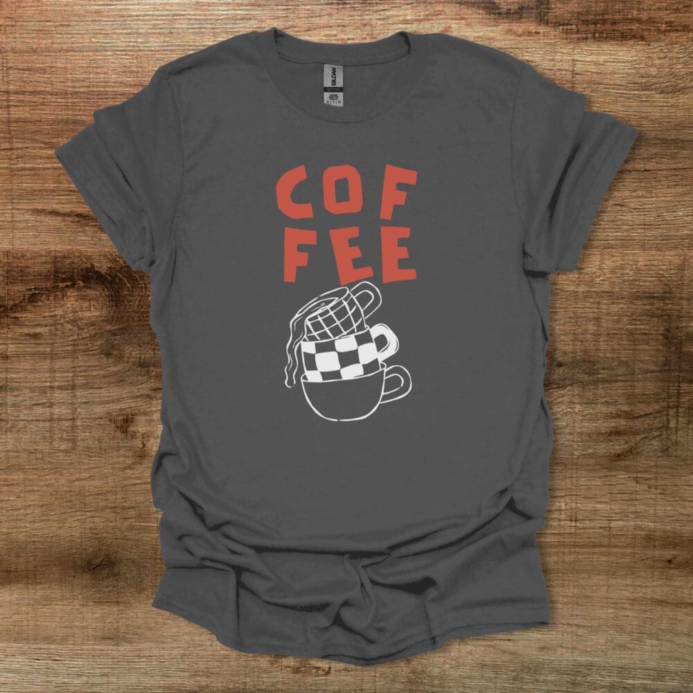 Coffee Typograpy checkered Coffee Cups Charocal T-Shirt Unisex Coffee Typograpy checkered Coffee Cups Charocal T Shirt Unisex