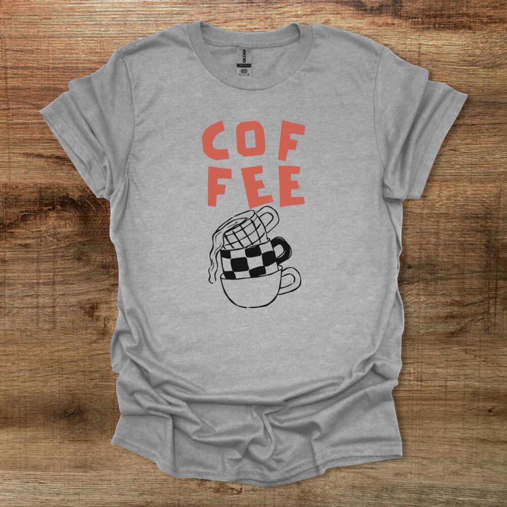 Coffee Typograpy checkered Coffee Cups Sport Grey T-Shirt Unisex Coffee Typograpy checkered Coffee Cups Sport Grey T Shirt Unisex