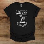 Dripping Coffee Illustration Black T Shirt Unisex