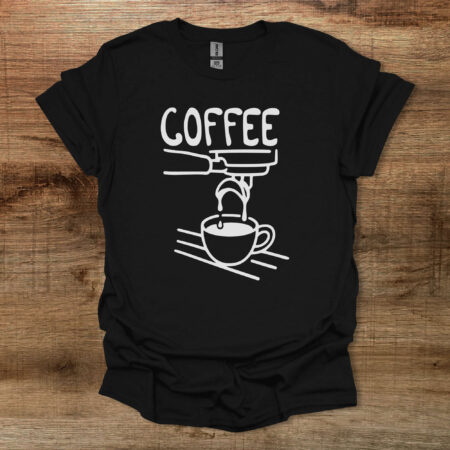 Dripping Coffee Illustration Black T Shirt Unisex