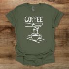 Dripping Coffee Illustration Military Green T Shirt Unisex