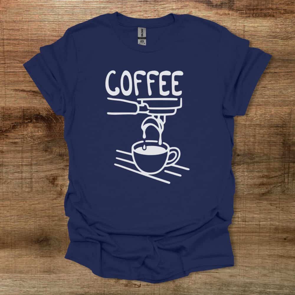 Dripping Coffee Illustration Navy T-Shirt Unisex Dripping Coffee Illustration Navy T Shirt Unisex