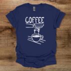 Dripping Coffee Illustration Navy T Shirt Unisex