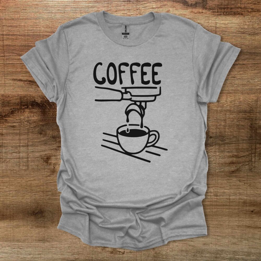 Dripping Coffee Illustration Sport Grey T-Shirt Unisex Dripping Coffee Illustration Sport Grey T Shirt Unisex