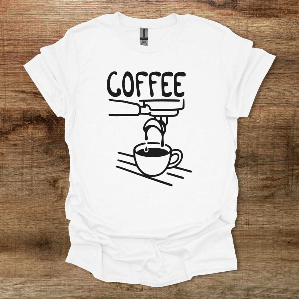 Dripping Coffee Illustration White T-Shirt Unisex Dripping Coffee Illustration White T Shirt Unisex
