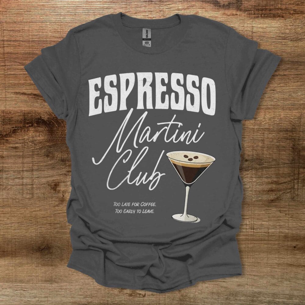 Espresso Martini Club Black Distressed Charocal T-Shirt Unisex Espresso Martini Club Black Distressed Charocal T Shirt Unisex