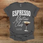 Espresso Martini Club Black Distressed Charocal T Shirt Unisex