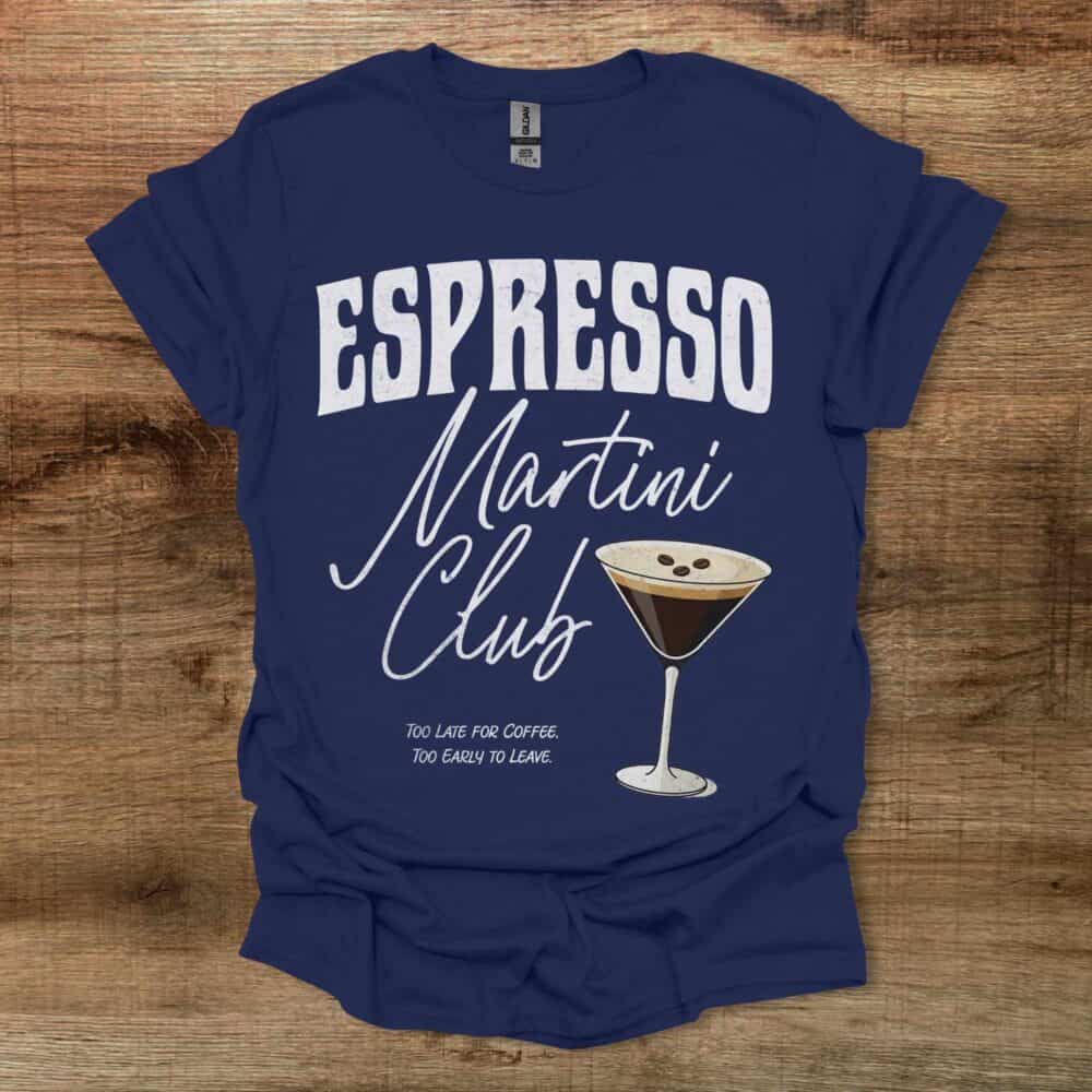 Espresso Martini Club Black Distressed Navy T-Shirt Unisex Espresso Martini Club Black Distressed Navy T Shirt Unisex