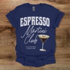 Espresso Martini Club Black Distressed Navy T Shirt Unisex