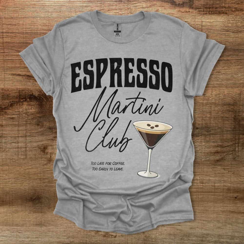 Espresso Martini Club Black Distressed Sport Grey T-Shirt Unisex Espresso Martini Club Black Distressed Sport Grey T Shirt Unisex