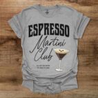 Espresso Martini Club Black Distressed Sport Grey T Shirt Unisex