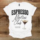 Espresso Martini Club Black Distressed White T Shirt Unisex