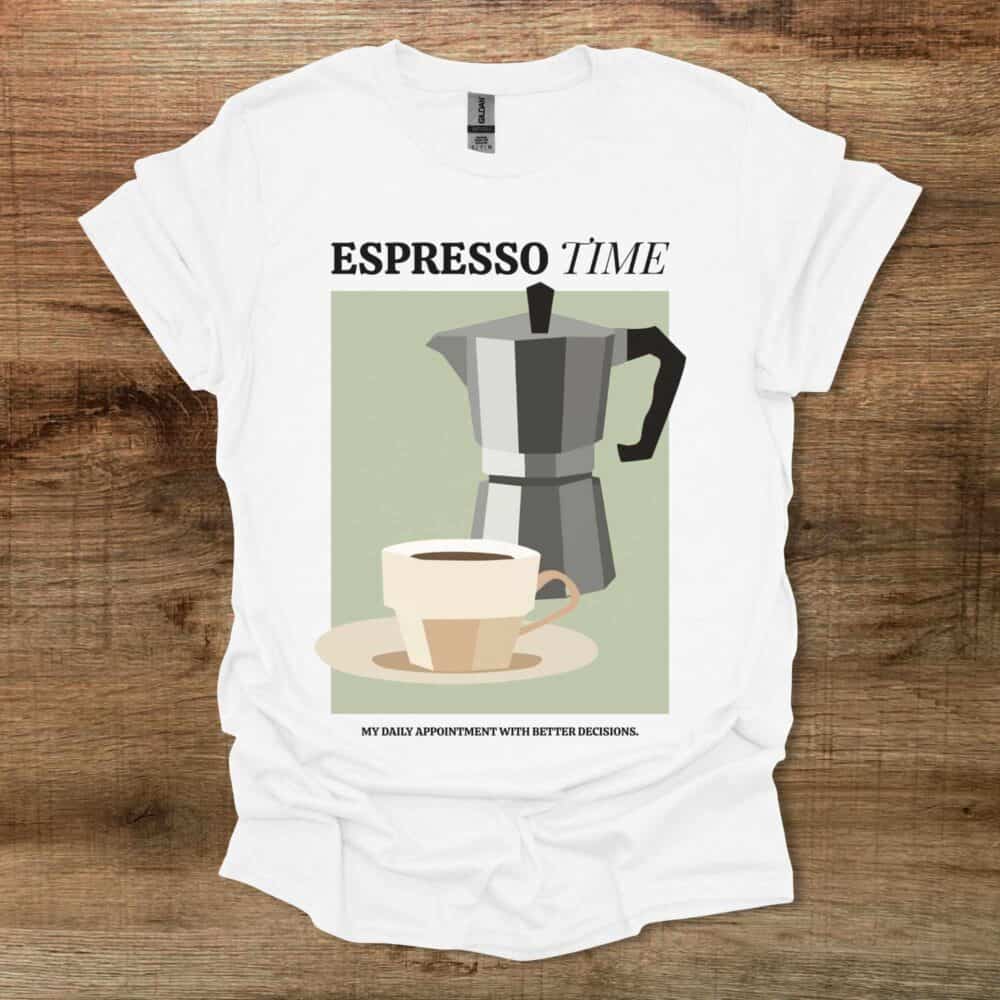 Espresso Time Minimal Moka Pot White T-Shirt Unisex Espresso Time Minimal Moka Pot White T Shirt Unisex